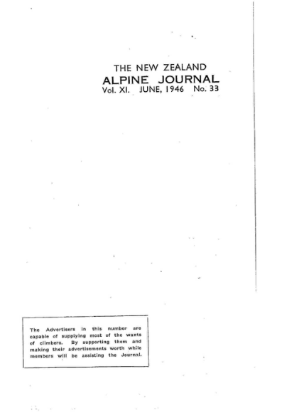 New Zealand Alpine Journal 1946 Vol 11 No 33 cover